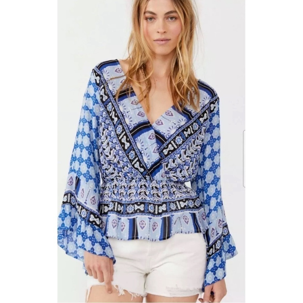 FREE PEOPLE Rosalie Printed Wrap Top size XS